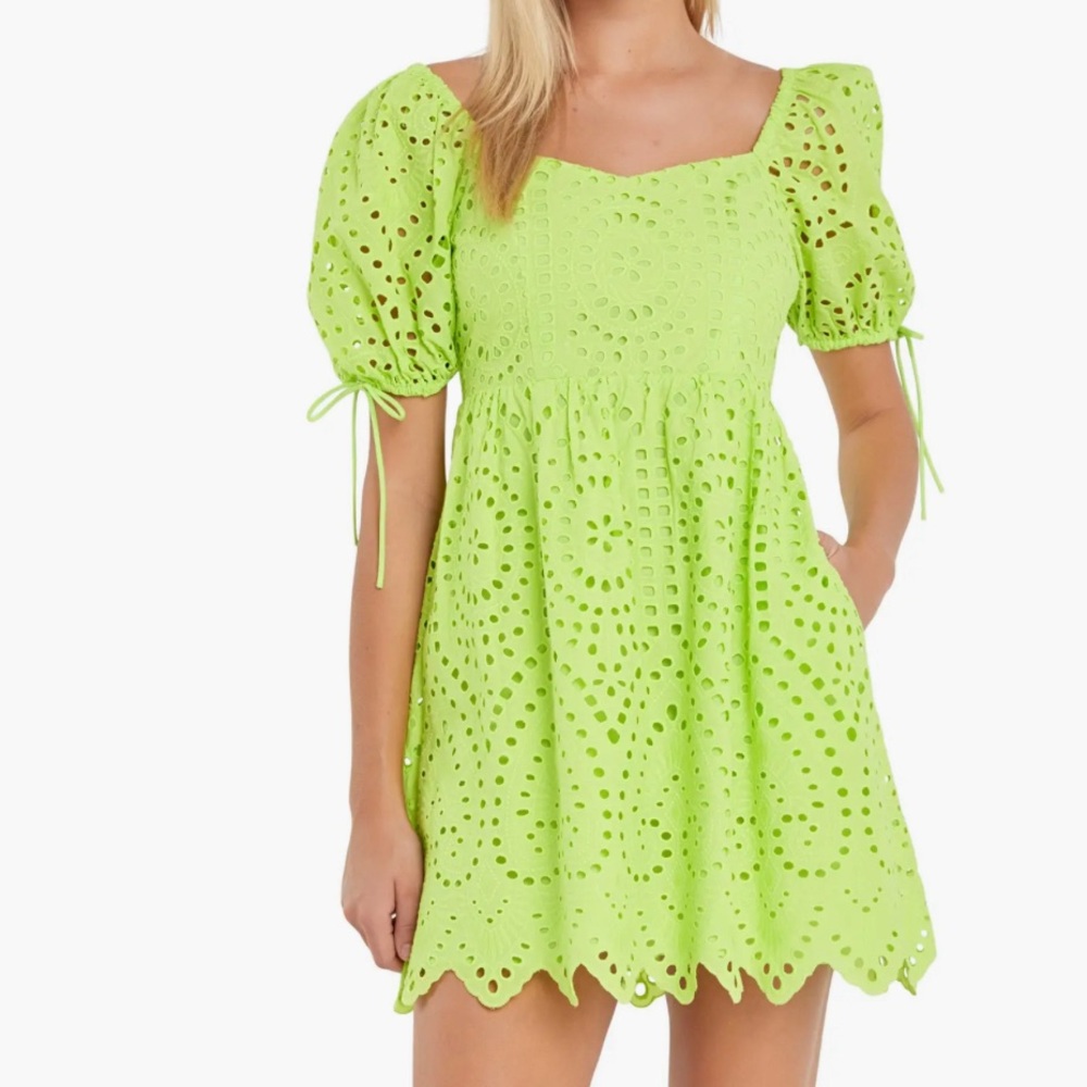 **NWT** English Factory Scallop Hem Eyelet Mini Dress